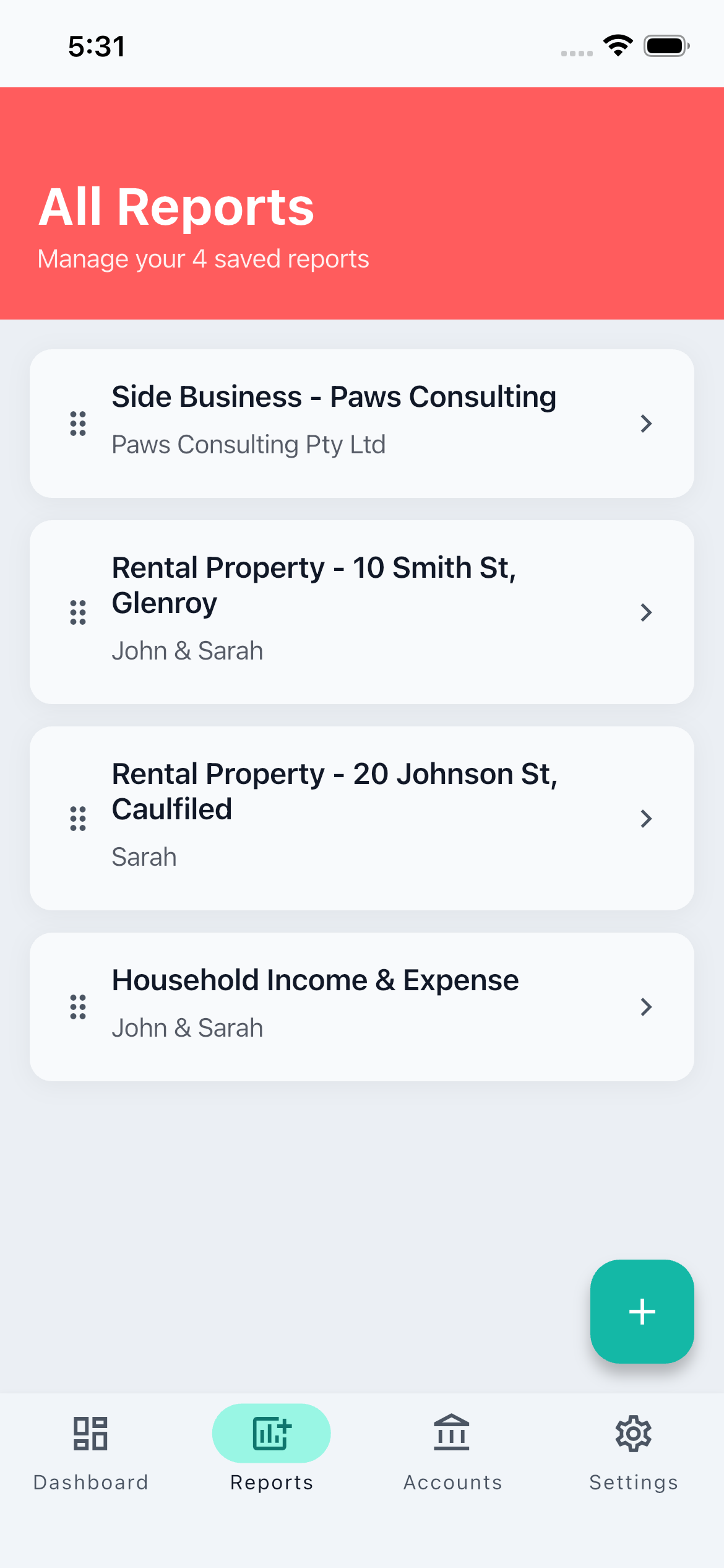 Earmarked reports on iPhone